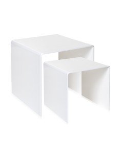 Set di 2 tavolini sovrapponibili design anni '80 in plexiglass PMMA color bianco pieno