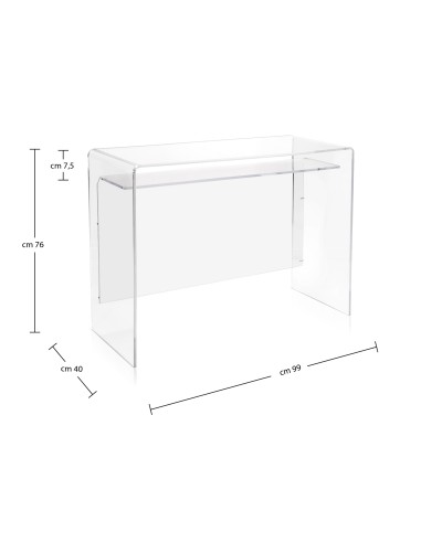 Scrivania Moremore in plexiglass PMMA Trasparente. Made in Italy