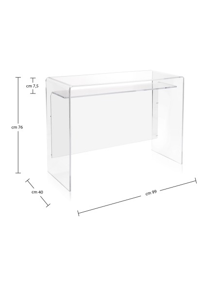 Scrivania Moremore in plexiglass PMMA Trasparente. Made in Italy