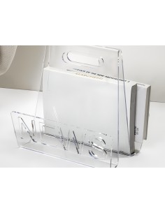 Portariviste linea Nunzio in plexiglass Trasparente sagomato al laser. Made in Italy