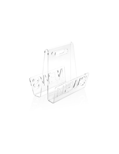 Portariviste linea Nunzio in plexiglass Trasparente sagomato al laser. Made in Italy