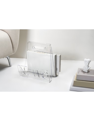 Portariviste linea Nunzio in plexiglass Trasparente sagomato al laser. Made in Italy