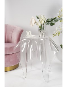 Drappeggi Tavolino in plexiglass PMMA Trasparente drappeggiata a mano. Made in Italy 2