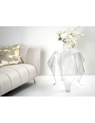 Drappeggi Tavolino in plexiglass PMMA Trasparente drappeggiata a mano. Made in Italy
