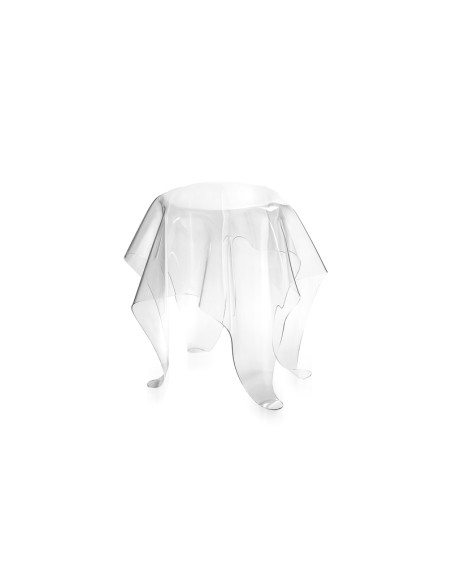Drappeggi Tavolino in plexiglass PMMA Trasparente drappeggiata a mano. Made in Italy
