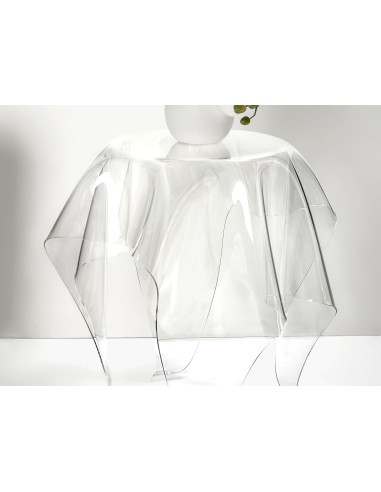 Drappeggi Tavolino in plexiglass PMMA Trasparente drappeggiata a mano. Made in Italy