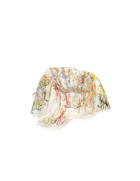Drappeggi Poltrona in plexiglass PMMA Trasparente con schizzo artistico