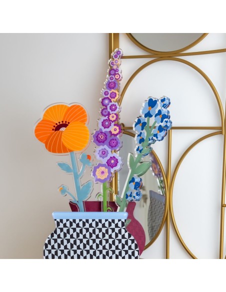 Vesta Home - Fiore Lilla Grande Kit 6 Pz Funny Flowers·viola·7 X 63,5 H Th. 5 Mm