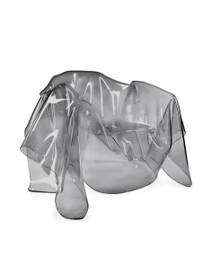 Drappeggi Poltrona in plexiglass PMMA fumè Trasparente drappeggiata interamente a mano. Made in Italy