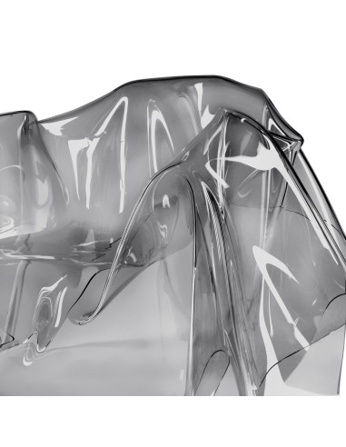Drappeggi Poltrona in plexiglass PMMA fumè Trasparente drappeggiata interamente a mano. Made in Italy