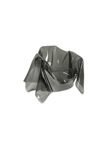 Drappeggi Poltrona in plexiglass PMMA fumè Trasparente drappeggiata interamente a mano. Made in Italy