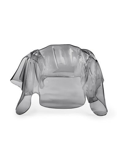 Drappeggi Poltrona in plexiglass PMMA fumè Trasparente drappeggiata interamente a mano. Made in Italy