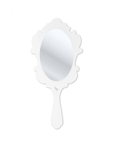 Coty Specchiera in plexiglass bianco perla. Made in Italy