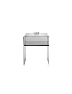 Comodino "linea Lyn" con luce led incorporata in plexiglass PMMA 100% da polimero vergine fumè Trasparente.