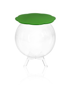 Boollino Tavolino in plexiglass Trasparente struttura sferica con ripiano verde chiaro, uso vaso acquario contenitore