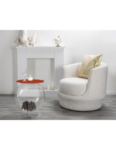 Boollino Tavolino in plexiglass Trasparente struttura sferica con ripiano rosso, uso vaso acquario contenitore