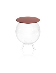 Boollino Tavolino in plexiglass Trasparente struttura sferica con ripiano rosso, uso vaso acquario contenitore 2