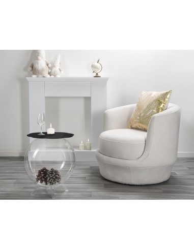 Boollino Tavolino in plexiglass Trasparente struttura sferica con ripiano nero, uso vaso acquario contenitore