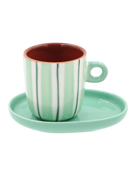 Attimi Set 6 Tazzine C P Righe·90 Ml·stoneware Gift Box