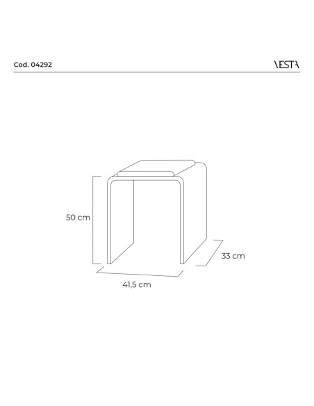Vesta Home - Sgabello Jago·nero·41,5 X 33 X 50 H Th. 15 Mm