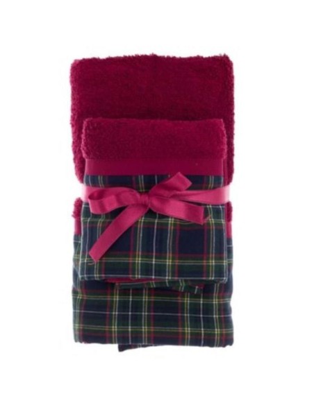 Coppia Asciugamani spugna TARTAN cm 40x60+60x100