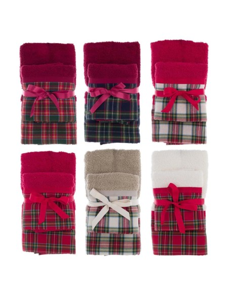 Coppia Asciugamani spugna TARTAN cm 40x60+60x100