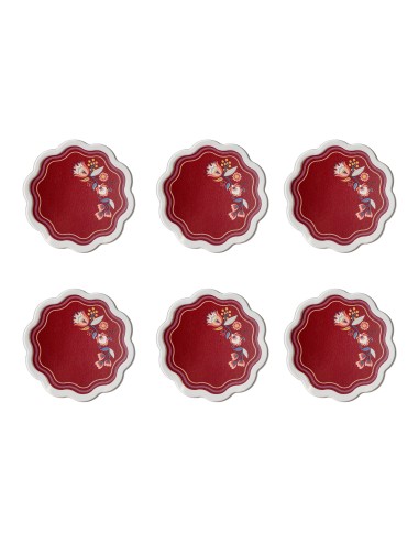 Vesta Home - Set 6 Sottobicchieri Armonia·bordeaux·ø10,5 Cm Th. 2 Mm