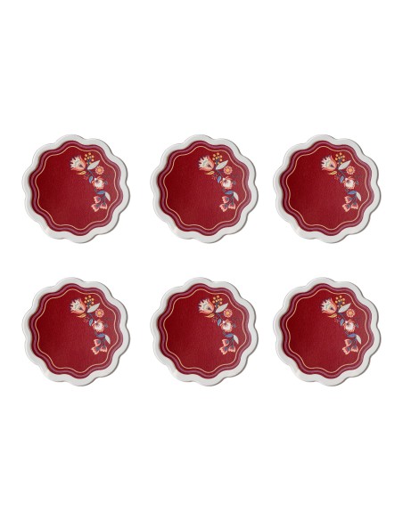 Vesta Home - Set 6 Sottobicchieri Armonia·bordeaux·ø10,5 Cm Th. 2 Mm
