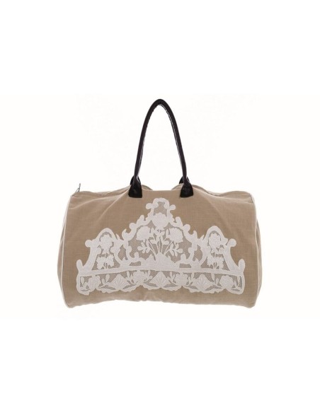 Borsa Bin tessuto con applicazioni in pizzo cm 40x25x45