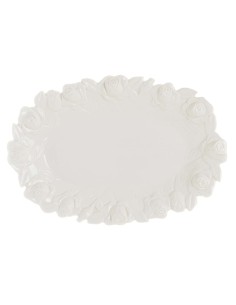 Piatto ovale in ceramica con rose a rilievo cm 31,00 x 21,00 x 4,00