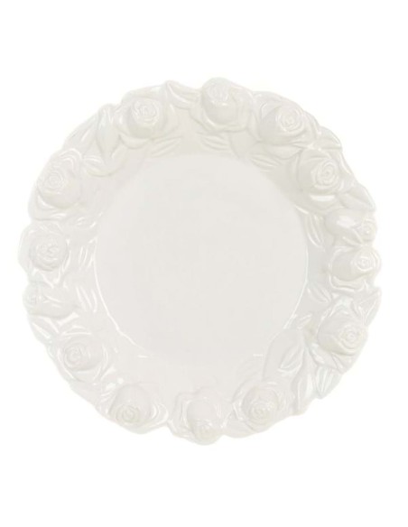 Piatto dessert in ceramica con rose a rilievo ø 21,00 x   3,50 cm