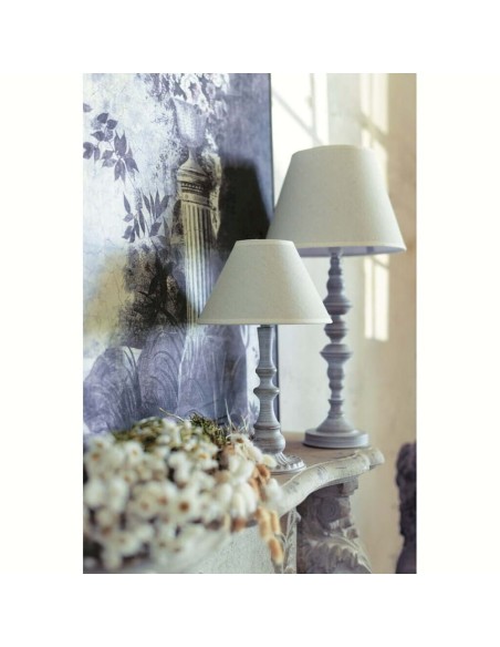 Lampada da tavolo  con base in metallo grigio lino  Ø 20,00 x 33,00 cm