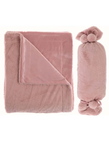 Plaid in candy bag rosa 480GSM cm 140x170, 100% poliestere