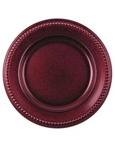 Sotto piatto decorativo bordeaux in plastica diam. 35 x 2,5 cm
