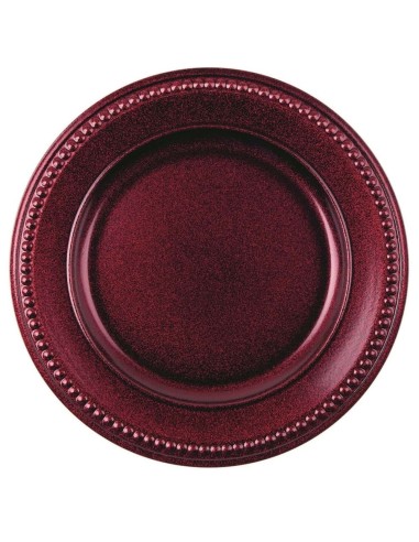Sotto piatto decorativo bordeaux in plastica diam. 35 x 2,5 cm