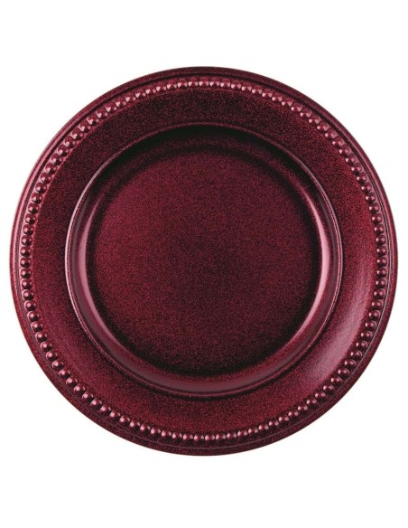 Sotto piatto decorativo bordeaux in plastica diam. 35 x 2,5 cm