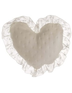 Romantic Lace cuscino beige a cuore   in microfibra con gala in pizzo, cm 40 x 40, 100% poliestere