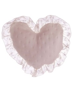 Romantic Lace cuscino cipria a cuore in microfibra con gala in pizzo, cm 40 x 40, 100% poliestere