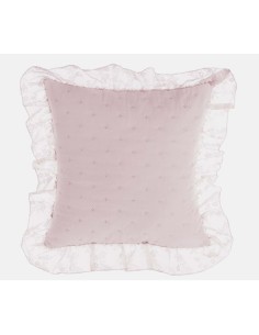 Romantic Lace cuscino cipria  in microfibra con gala in pizzo, cm 45 x 45, 100% poliestere