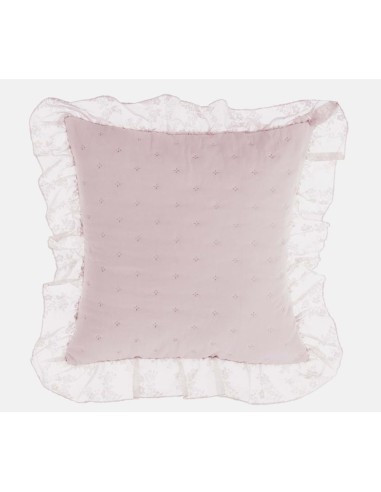 Romantic Lace cuscino cipria  in microfibra con gala in pizzo, cm 45 x 45, 100% poliestere