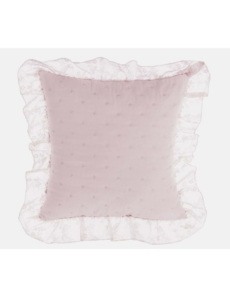 Romantic Lace cuscino cipria  in microfibra con gala in pizzo, cm 45 x 45, 100% poliestere