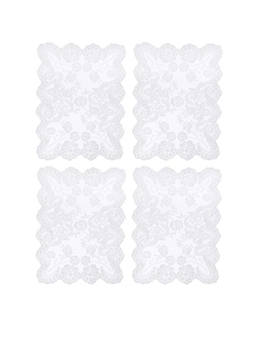 Meraviglia set 4 tovagliette in pizzo bianco, cm 33 x 45, 100% poliestere