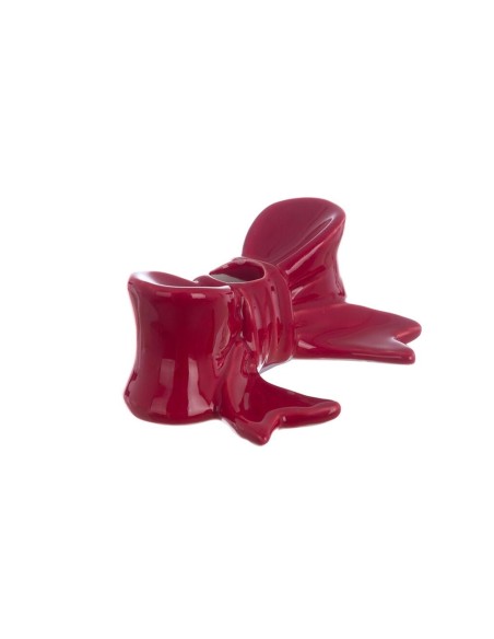 Candy Cane portacandela a foma di Fiocco rosso in ceramica, cm 13 x 8 x 5