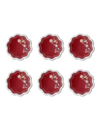 Vesta Home - Set 6 Sottobicchieri Armonia·bordeaux·ø10,5 Cm Th. 2 Mm