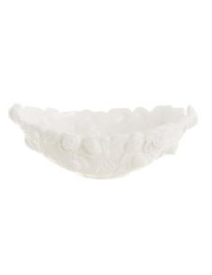 Centrotavola in ceramica con rose a rilievo  cm 25,50 x 16,00 x 9,00