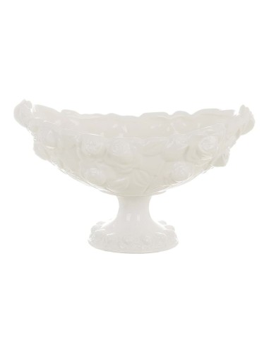 Alzatina Centrotavola in ceramica con rose a rilievo    cm 25,00 x 16,00 x 16,00