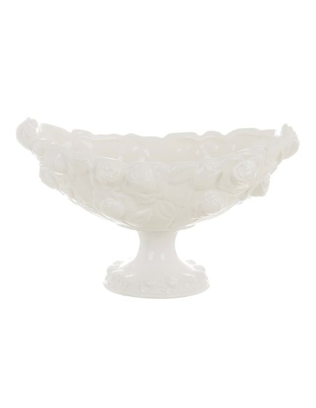 Alzatina Centrotavola in ceramica con rose a rilievo    cm 25,00 x 16,00 x 16,00