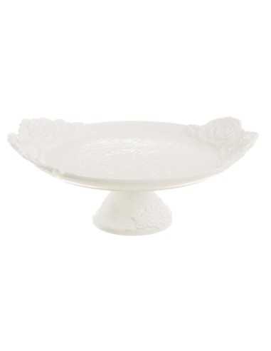Alzatina Centrotavola in ceramica con rose a rilievo cm 37,00 x 31,00 x 14,00