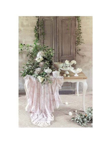 Vassoio con campana in ceramica con rose a rilievo ø 26,50 x 21,50   cm
