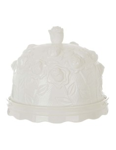 Vassoio con campana in ceramica con rose a rilievo ø 26,50 x 21,50   cm